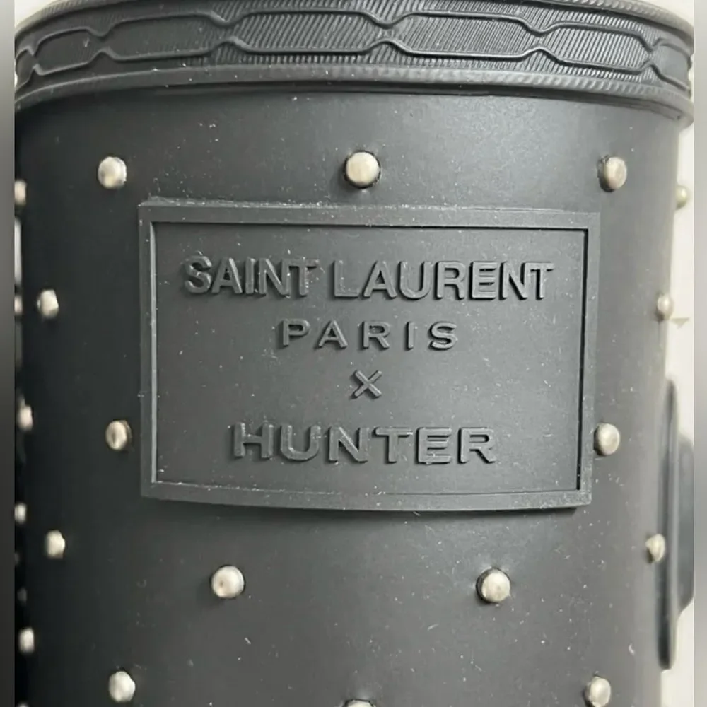Saint Laurent X Hunter collab; Swarovski Crystal Wellington Rain Boots, New